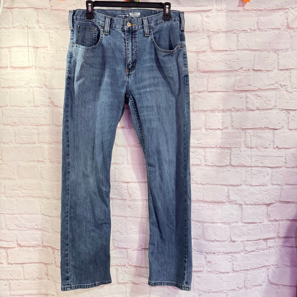 Carhartt Relaxed Fit Straight Leg Blue Jeans 32x30 missing stitching on pocket